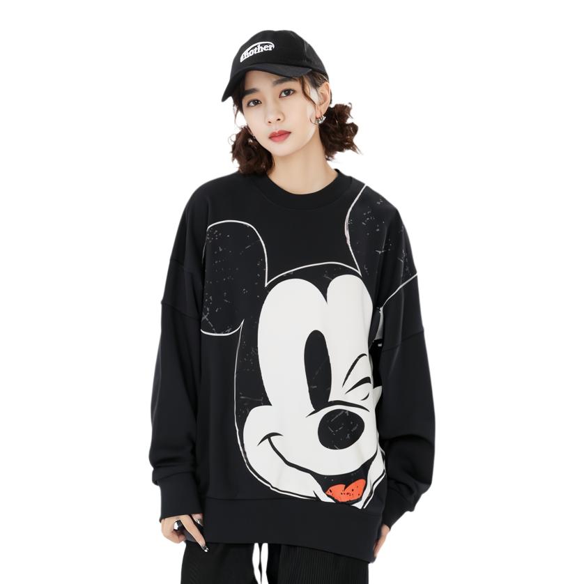 Li-Ning X Disney Co-Branded Oversized Pullover Sweatshirt Women Sweatshirt Black AWDQC28-2