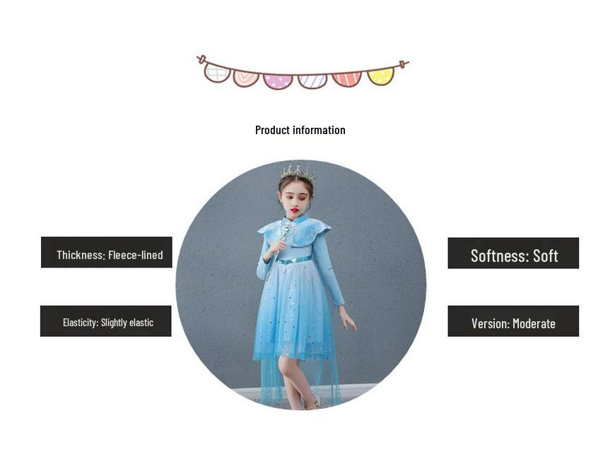 Modisches Prinzessinnenkleid für Baby-Mädchen mit Fleecefutter und Puffärmeln für die Geburtstagsfeier