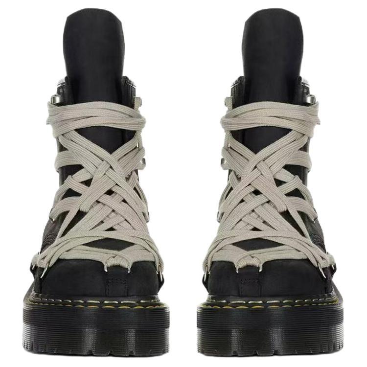 RICK OWENS/RO x DR. MARTENS Collaboration 1460 MEGALACE Cow Leather/Cow Leather Ankle Boots Women's Black DW02E68128001-09
