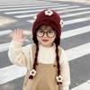 Thick Warm Lining Earflap Hat Knitted Design Infant Ear Protection Cap  For Baby Girls