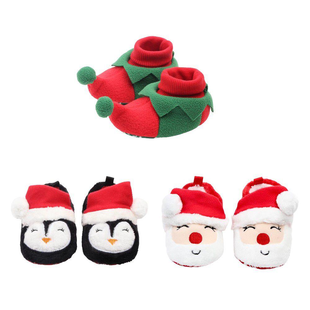 Christmas Gift Kids Baby Girl Boy Toddler Warm Slippers 3d Reindeer Santa Claus Shoes