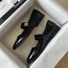 Cowhide Version~ Small Gold Buckle Leather Soft Sole Mary Jane Single Shoes Women's One-word Buckle Loafer Small Leather Shoes Flat Shoes Ladle Shoes