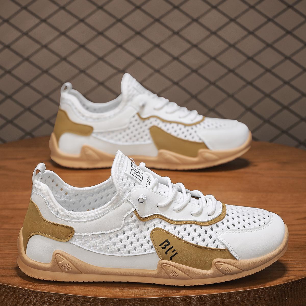 Дышащие мужские сетчатые полые кроссовки для летней повседневной одежды 44 хаки — фото 13