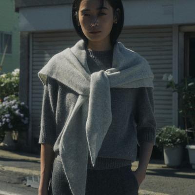 WISE RACCOON SHAWL MUFFLER_GRAY