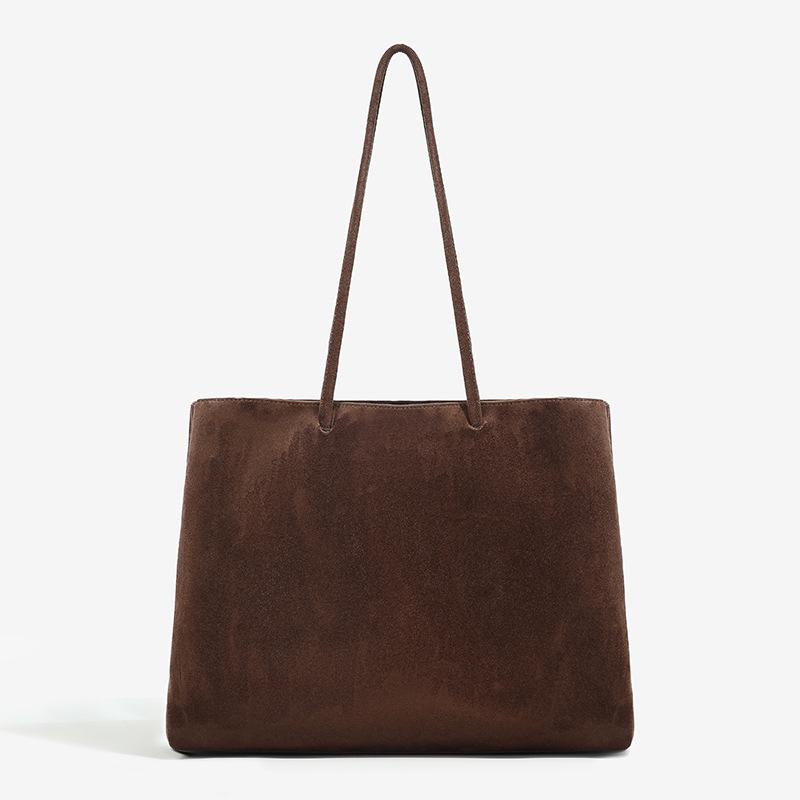 

New Suede Tote Stylish Simple Shoulder Bags Personal Solid Color Commuter Bags Large-capacity Underarm Bag Shopping Storage Bags 40x13x31cm шоколадный коричневый