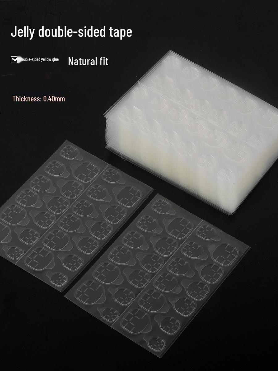 

Nail Art Wearable Jelly Adhesive Stickers - 24 Double-Sided Invisible Tips (Yellow/White Glue Options)