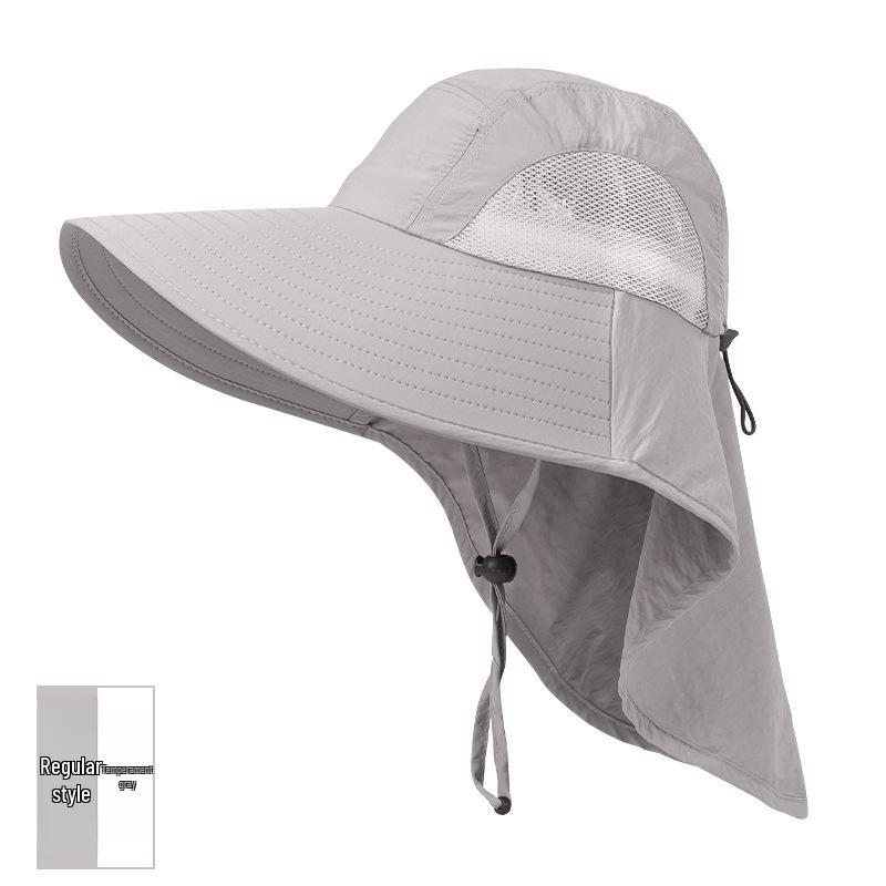 

Мужская широкополая шляпа от солнца с защитой лица и шеи для летней рыбалки на открытом воздухе One Size светло-серый