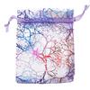 10pcs/lot Organza Drawstring Bags Colorful Coral Trees Pattern Jewelry Packaging Bags For Wedding Birthday Party Candy Gift Bags