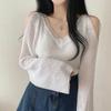 Elegante Plus Size Top met Holle Schouder Design Lange Mouwen Trui voor Dames