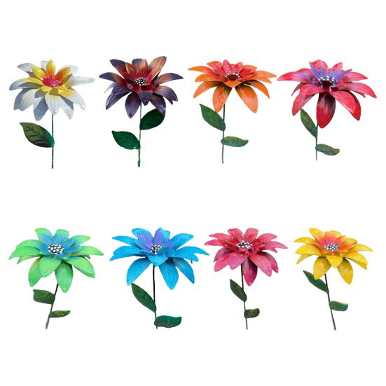 Metal Blomsterhavepæl Vejrbestandig Udendørs Have Græsplæne Terrasse Sti Realistisk Jern Blomsterpæl Dekoration Ornament
