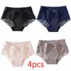 Women Traceless Ice Silk Underwear Luxury Pearled Lace Stitching Triangle Briefs