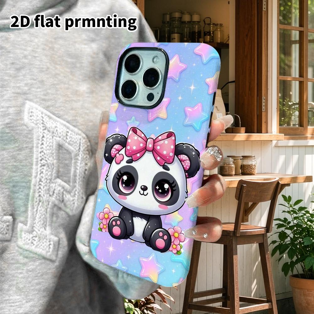Phone Case: 2D Flat Design Suitable for iPhone 18, 17, 16, 15, 14, 13 Pro Film Protective Case, Couple Style, Cute Panda, Christmas and Halloween Gift