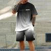 Men's Gradient Sports Set Casual Comfortable Beach Suit Shirt + Pants 2 Piece Set