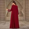 XQY500405 Middle East Women's Clothing, Fashion Hot Diamond V-Neck Casual Loose Dubai New Dress