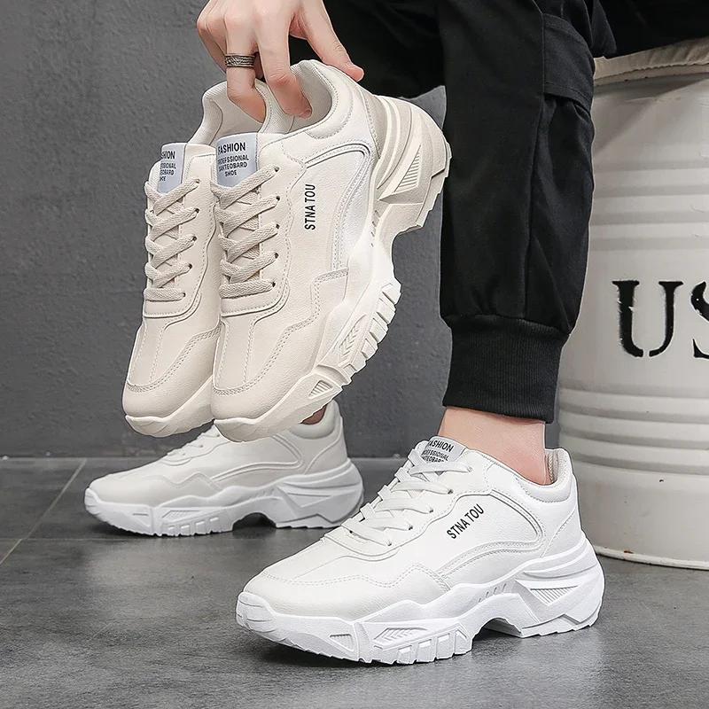 Chunky Sneakers Fashion Men Shoes Brand White Male Casual Shoes Autumn Platform Vulcanized Shoes  New