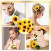 MTLEE 150 Pieces Fake Sunflower Artificial Silk Sunflower Heads Faux Flowers Decoration Yellow Floral Arrangements for Craft Home Party Wedding