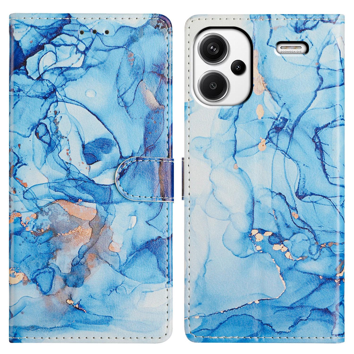 

Для Xiaomi Redmi Note 13 Pro+ 5G Чохол З Друком Візерунка Гаманець Підставка Фліп Шкіряна Обкладинка для Телефону Blue Marble