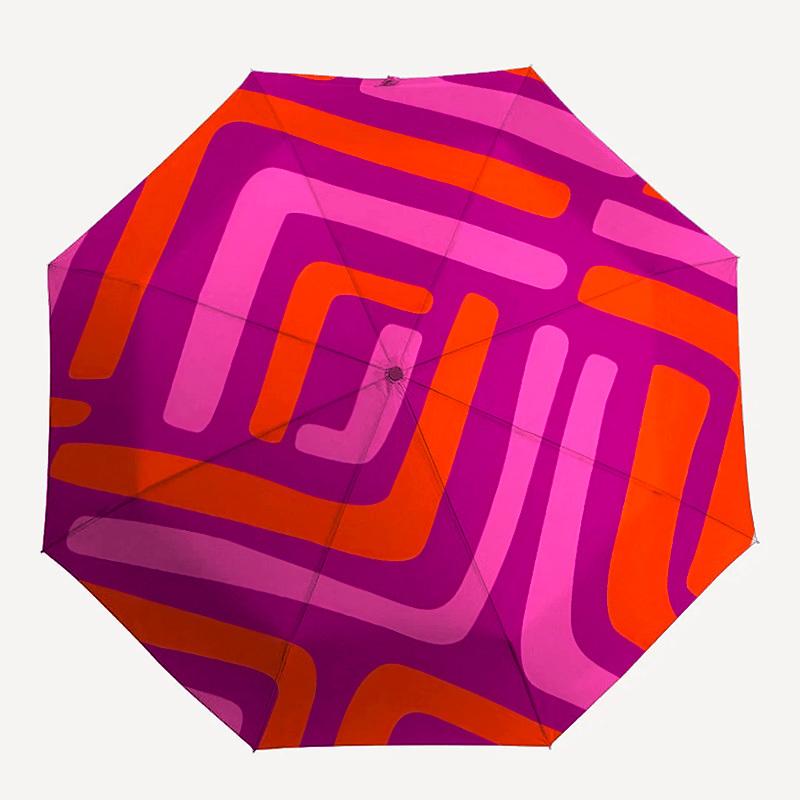 

1pc Abstract Pattern Automatic Folding Umbrella - Compact 8-Rib Design, Durable Plastic & Iron, Lightweight for Outdoor Daily Use050