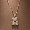 Flash Lovely Bear Pendant Necklaces for Women Golden Titanium Stainless Steel Neck Link Chain Female Jewelry Gift