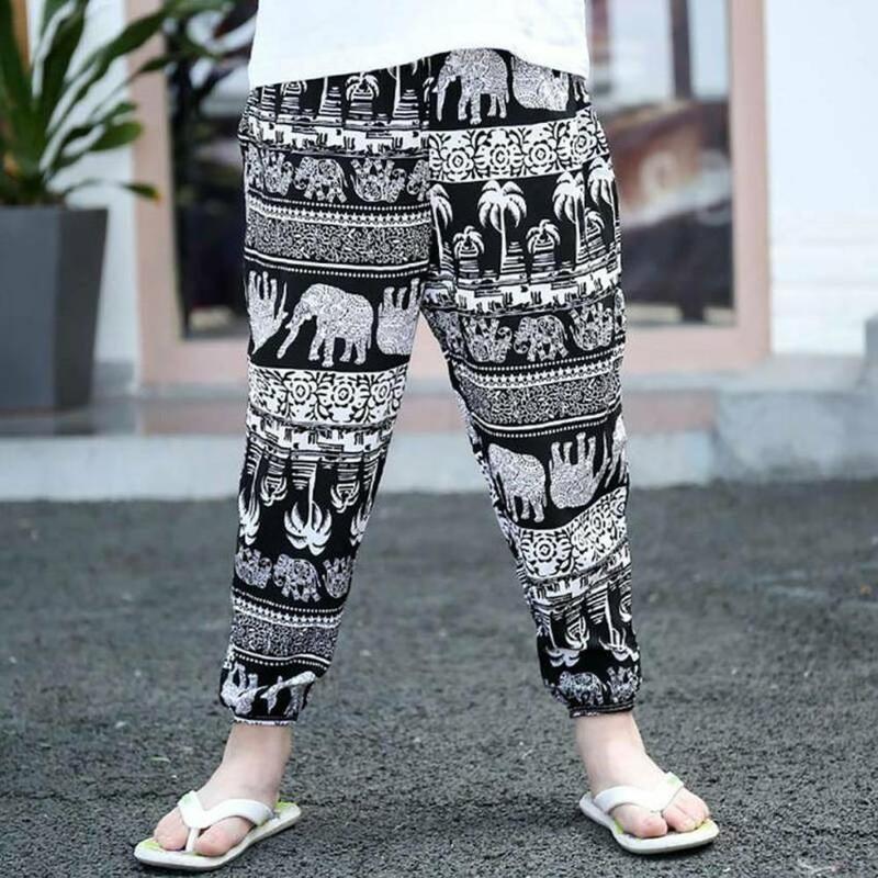 Dětské kalhoty MAITA Jarní Boho Potištěný Vysoký pas Ležérní Lucerna Kalhoty Joggers Dětské fitness tepláky