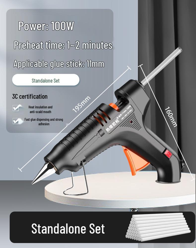 Electric Hot Melt Glue Gun with High Viscosity 11mm Glue Sticks for Household and Crafts