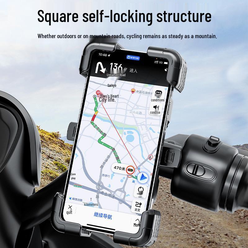 Shockproof Motorcycle & Bicycle Alloy Phone Holder for Navigation and EV Delivery Riders