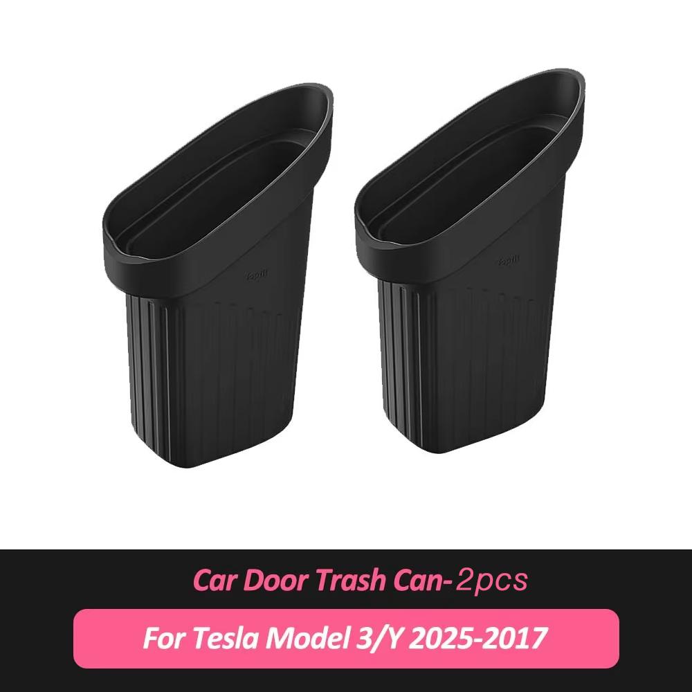 For Tesla Model Y 2025 Car Door Trash Can Silicone Door Storage Box Waterproof Garbage Can 2024 Model 3 Car Accessories