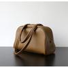 Light Luxury Retro Casual Underarm First Layer Calfskin Bowling Bag Women's Large-capacity Leather Portable Shoulder Messenger Bag