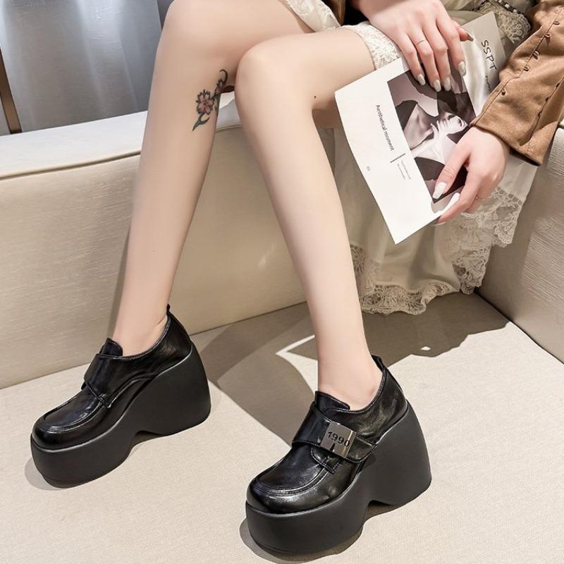 Fashion New 2025 Spring Women Leather Chunky Sneakers Loafers Nop-slip High Heels Platform Autumn Casual Walking Shoes Flats Woman Boots