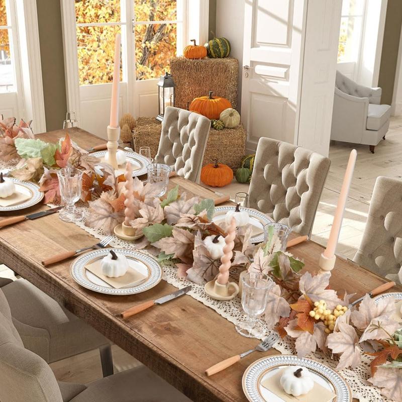 Artificial Maple Leaves Garland Pumpkin Fake Plants Autumn Fall Home Decoration Thanksgiving Halloween Christmas Wedding Decor