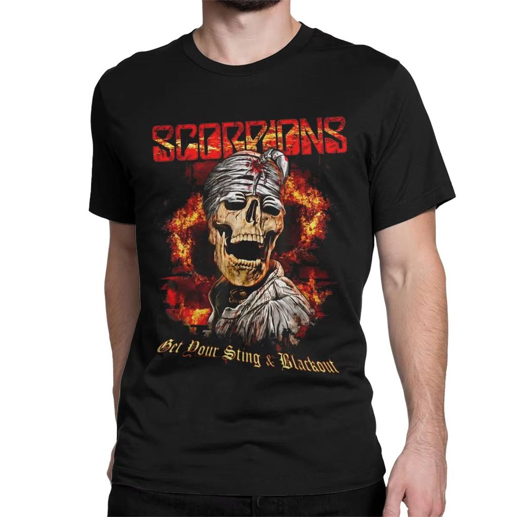 2025 Men's Women's T-Shirt Heavy Metal Scorpion Cotton T-Shirt Short Sleeve Hard Rock Band T-Shirt Crew Neck Clothes Graphics