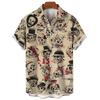 3D Retro Digital Printed Men's Lapel Short Sleeved Shirt