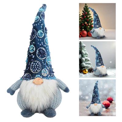 Figuritas Navideñas Lentejueladas Azules Festival Decoración Hogar Papá Noel Muñecos de Nieve Renos Exhibición Adorno para el Hogar Accesorio