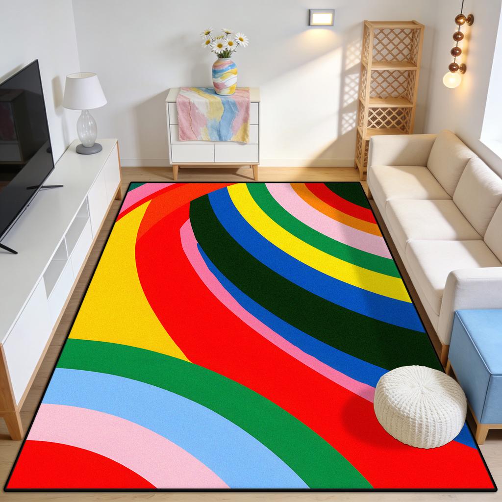 Modern Abstract Art Easy Clean Fluffy Carpet Decoration Bedroom Living Room Soft Cute Rug Antiskid Short Velvet Large Floor Mat