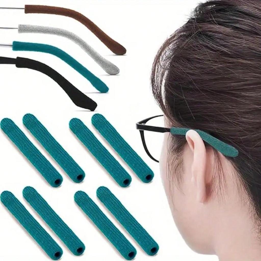 Upgraded Soft Glasses Ear Pads, Non-Slip Knitted Glasses Clips, Comfortable Glasses Sleeves, Glasses Ear Pads And Non-Slip Rear Glasses Clips