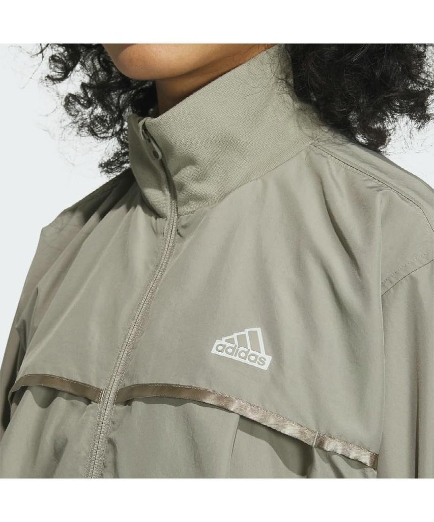 Adidas Jersey Top Word Woven Silver Pebble Medium Jacket, Women's JSY16, (IM8733),