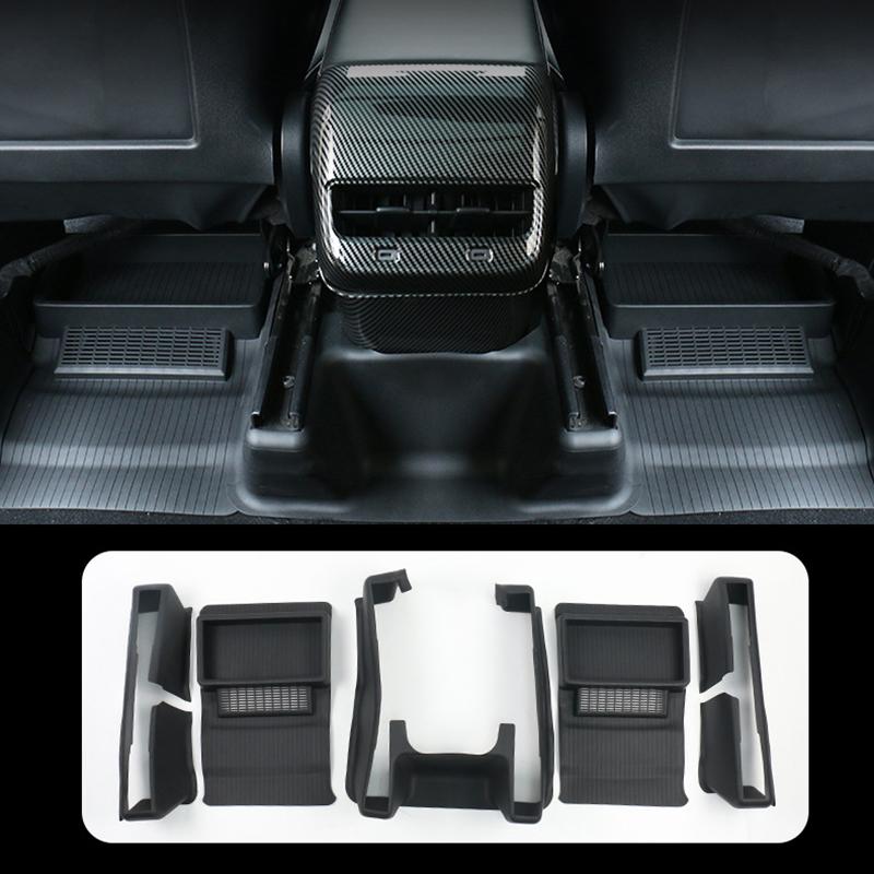 Dust Net Storage Box For Tesla Model Y Seat Guard Under The Seat Car Dust Proof Mesh Storage TPE Box Model Y Car Accessories