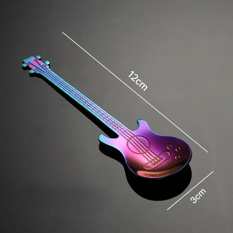 1/5Pcs Stainless Steel Guitar Shaped Coffee Spoons Teaspoon Stirring Spoon Dessert Tools for Coffee Tea Kitchen Accessories
