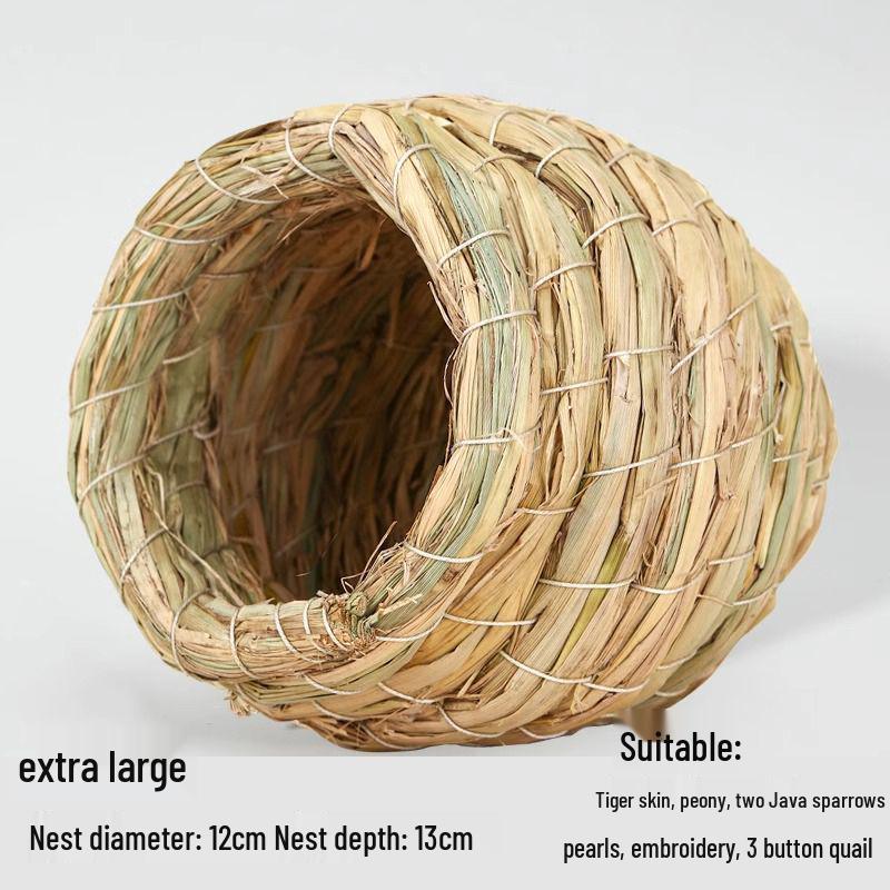 Straw Bird Nest for Budgerigars, Cockatiels, Quails, Pigeons, and Peonies - Hanging Breeding and Egg-Laying Supply