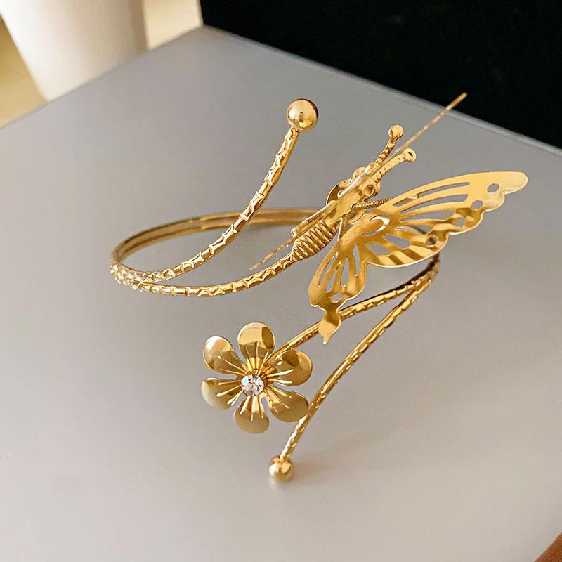 Minimalist Double-Layer Hollow Armlet: European & American Style, Exaggerated & Fashionable High-End Bracelet