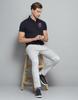 Monte Carlo Mens Printed Navy Blue Collar Neck Half Sleeve T-Shirt