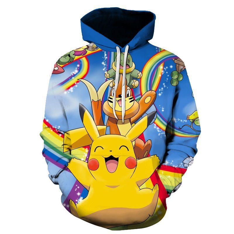 Sweat-shirt Pokémon Pikachu pour hommes et enfants, impression numérique 3D, grande taille, européen et américain, adultes, 2024