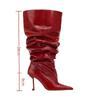 New Wrinkled Patent Leather Pointed High-heeled Stacked Boots with Large Tube Circumference European and American Long Boots