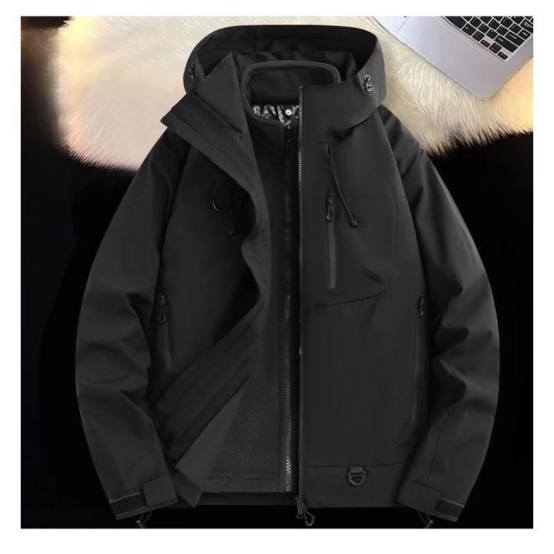 Detachable Hooded Raincoat Windproof Waterproof Jacket for Hiking Camping Outdoor Sports Men Women Three in One