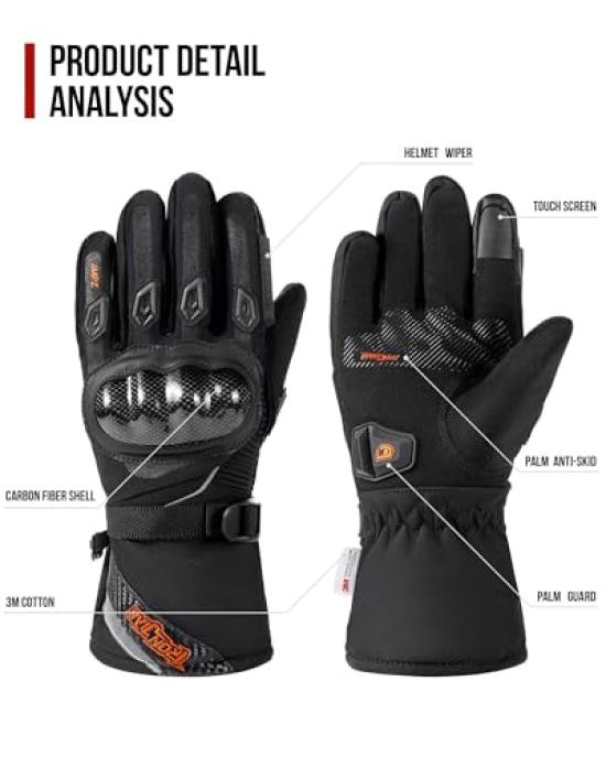 Motorcycle Cold Touchscreen 3M Thinsulate Carbon Motorcycle Racing Impact Unisex Gloves, Winter, Protection, Waterproof, Compatible, Fiber, Gloves,
