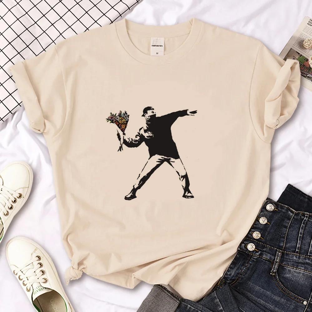 

Khaki Banksy T-shirt Women s Top Japanese Women s Street Clothing Pattern Clothing 2XL