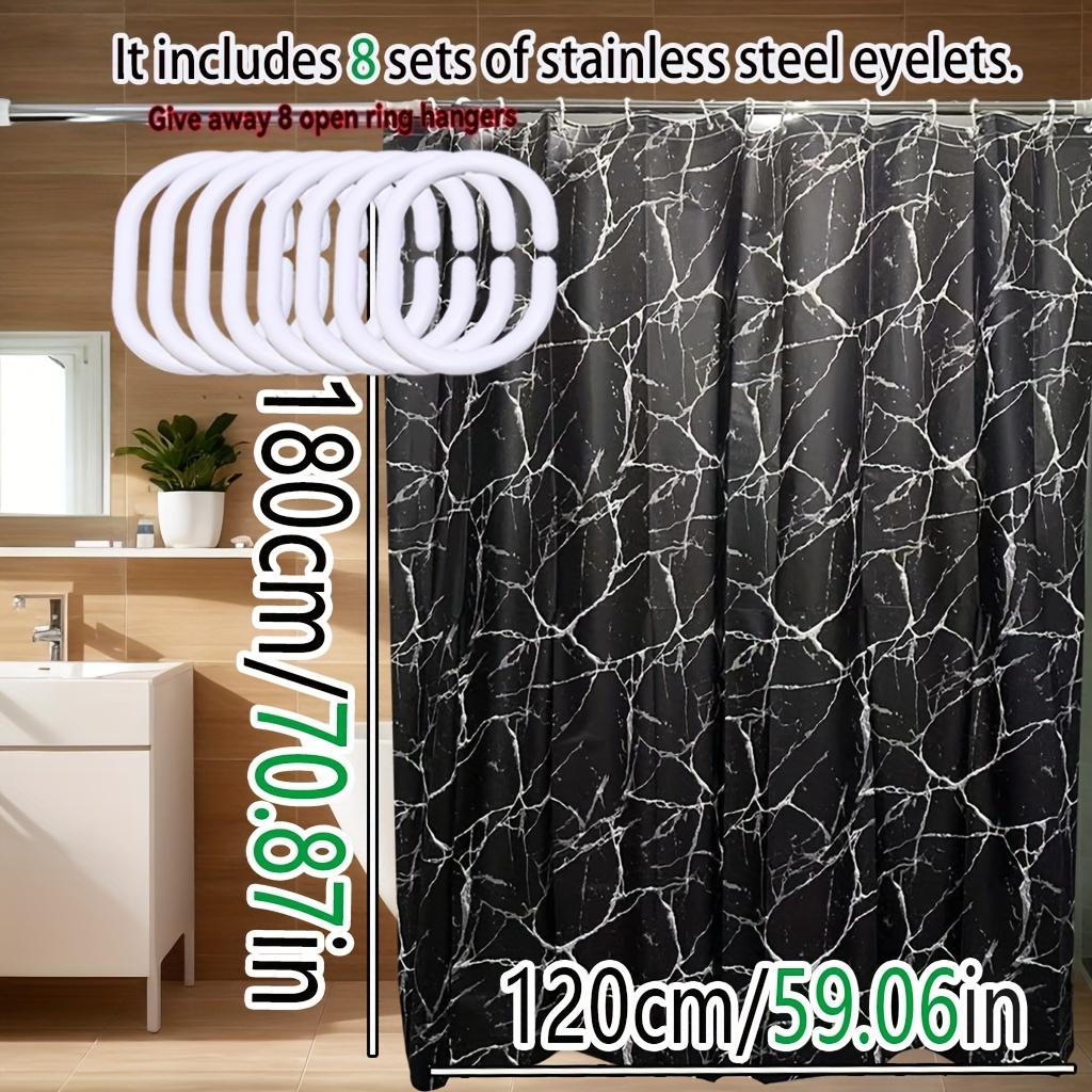 Waterproof Black Marble Print Shower Curtain Anti Mold Bath Liner Contemporary Bathroom Accessories Elegant Interior Design