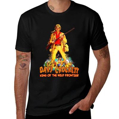 Davy Crockett King of The Wild Frontier Retro Watercolor Illustration TShirt Durable Work Wear TShirt