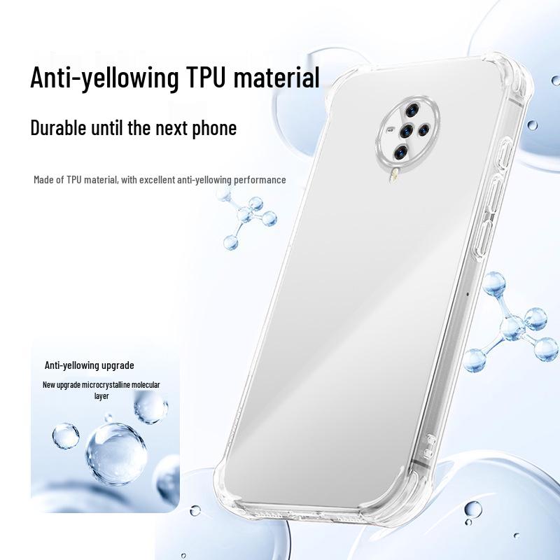 Vivo S6 Transparent TPU Case with Airbag Corner Protection and Full Coverage