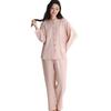 Women's Cotton Pajama Set Button Down Long Sleeve Top And Long Pants Loungewear Set Casual 2 Piece Sleepwear